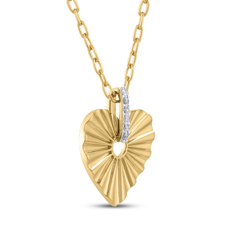 Main Image 2 of STUDIO BY KAY Diamond Textured Heart Necklace 1/10 ct tw 24K Yellow Gold Vermeil Sterling Silver 20&quot;