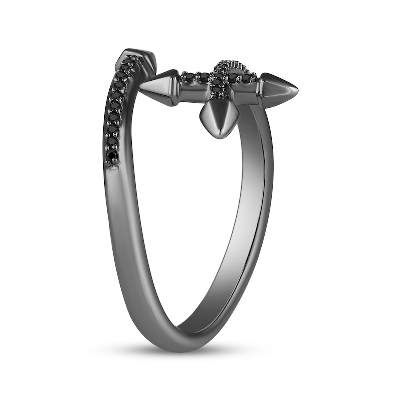 Main Image 2 of Ink & Ice Black Diamond Bypass Cross Ring 1/10 ct tw Black Rhodium-Plated Sterling Silver