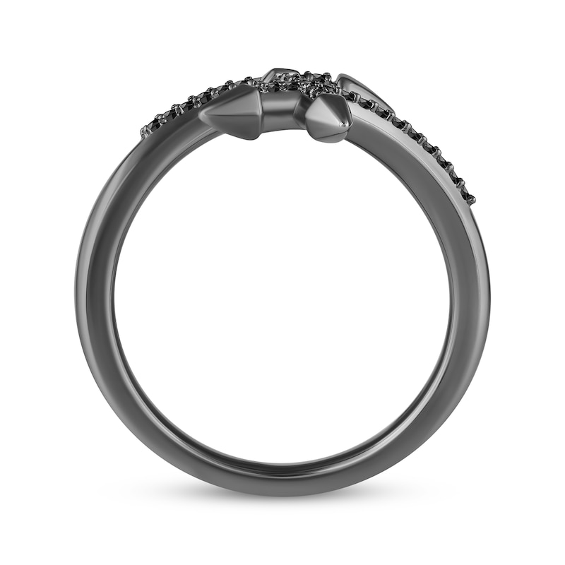 Main Image 3 of Ink & Ice Black Diamond Bypass Cross Ring 1/10 ct tw Black Rhodium-Plated Sterling Silver