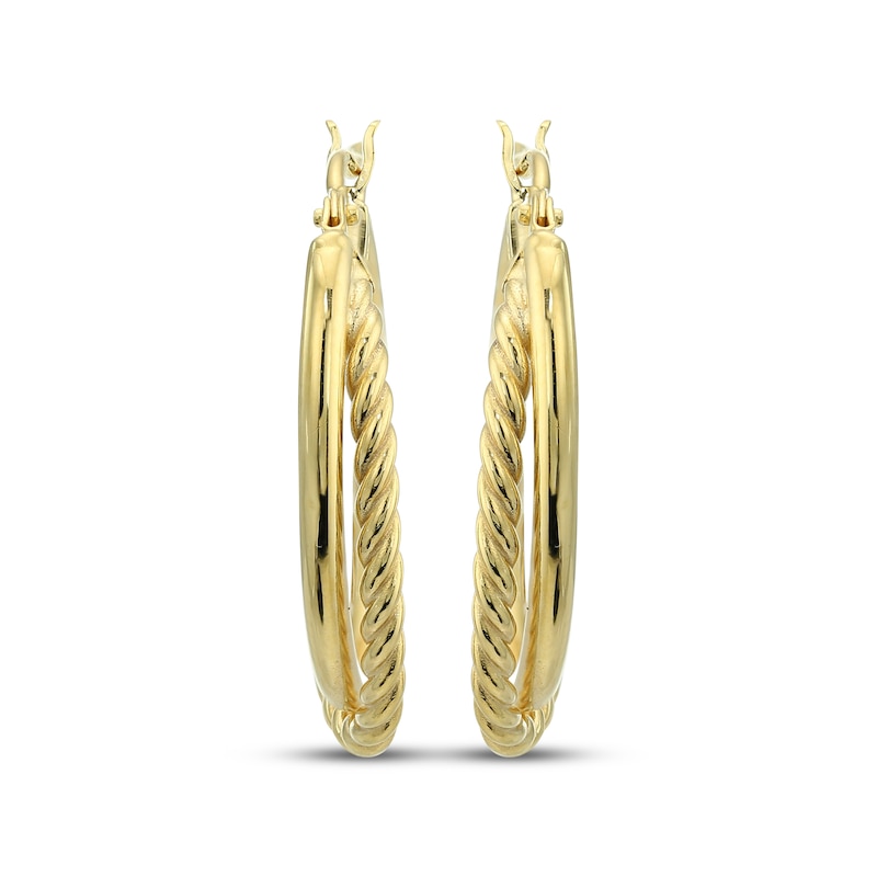 Main Image 2 of Reaura Rope Twist Crossover Hoop Earrings Repurposed 14K Yellow Gold