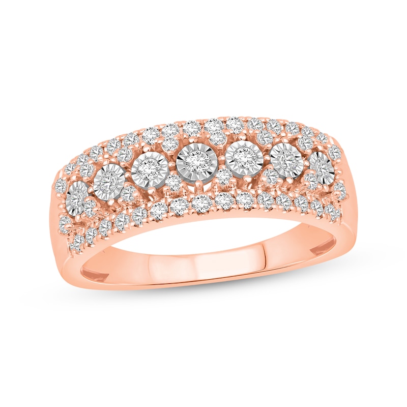 Main Image 1 of Diamond Multi-Row Anniversary Ring 1/2 ct tw 10K Rose Gold