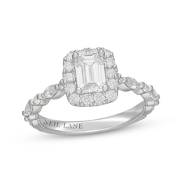 Neil Lane Premiere Emerald-Cut Diamond Halo Engagement Ring 1-1/2 ct tw 14K White Gold