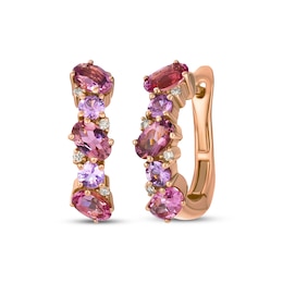 Le Vian Pretty in Pink Oval-Cut Pink Tourmaline & Pink Sapphire Hoop Earrings 1/20 ct tw Diamonds 14K Strawberry Gold