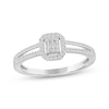 Thumbnail Image 1 of Baguette & Round-Cut Multi-Diamond Halo Promise Ring 1/5 ct tw Sterling Silver