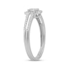 Thumbnail Image 2 of Baguette & Round-Cut Multi-Diamond Halo Promise Ring 1/5 ct tw Sterling Silver