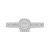 Thumbnail Image 3 of Baguette & Round-Cut Multi-Diamond Halo Promise Ring 1/5 ct tw Sterling Silver