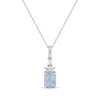 Thumbnail Image 1 of Emerald-Cut Blue Lab-Created Opal & White Lab-Created Sapphire Necklace Sterling Silver 18&quot;