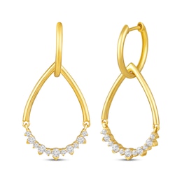 Diamond Convertible Teardrop & Hoop Earrings 1/3 ct tw 10K Yellow Gold