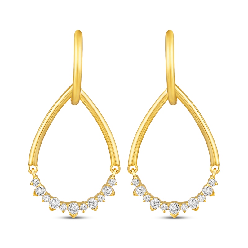 Main Image 2 of Diamond Convertible Teardrop & Hoop Earrings 1/3 ct tw 10K Yellow Gold