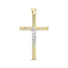 Square Crucifix Charm 10K Two-Tone Gold