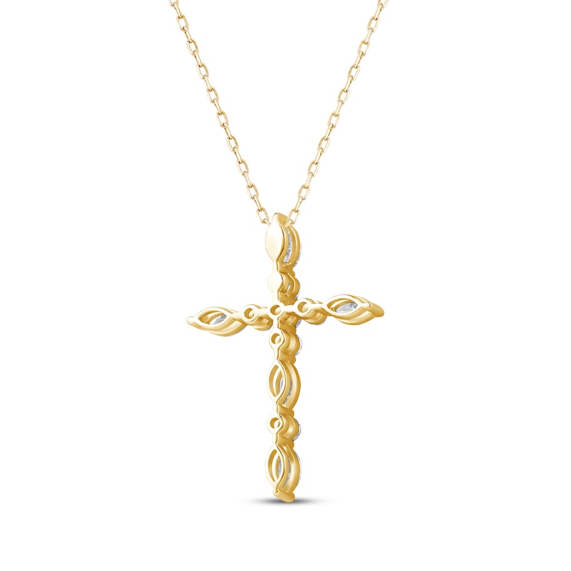 Main Image 3 of KAY Lab-Grown Diamonds Marquise & Round-Cut Cross Necklace 3/4 ct tw 10K Yellow Gold 18&quot;