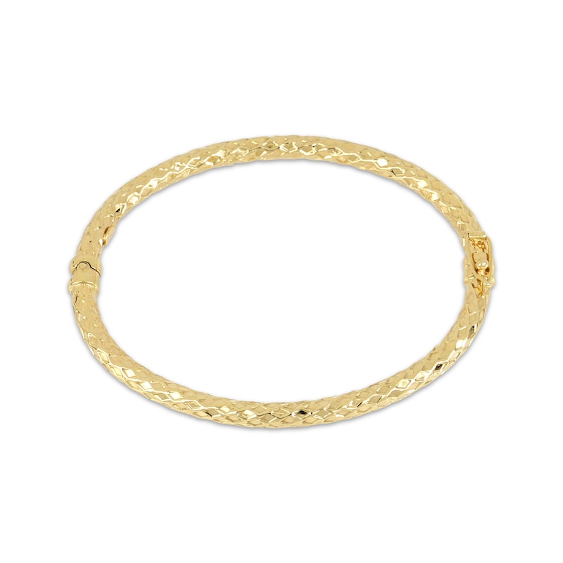 Main Image 2 of Italian Brilliance Diamond-Cut Snakeskin Bangle Bracelet 14K Yellow Gold