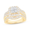 Thumbnail Image 1 of Princess-Cut Diamond Cushion Frame Engagement Ring 2 ct tw 14K Yellow Gold