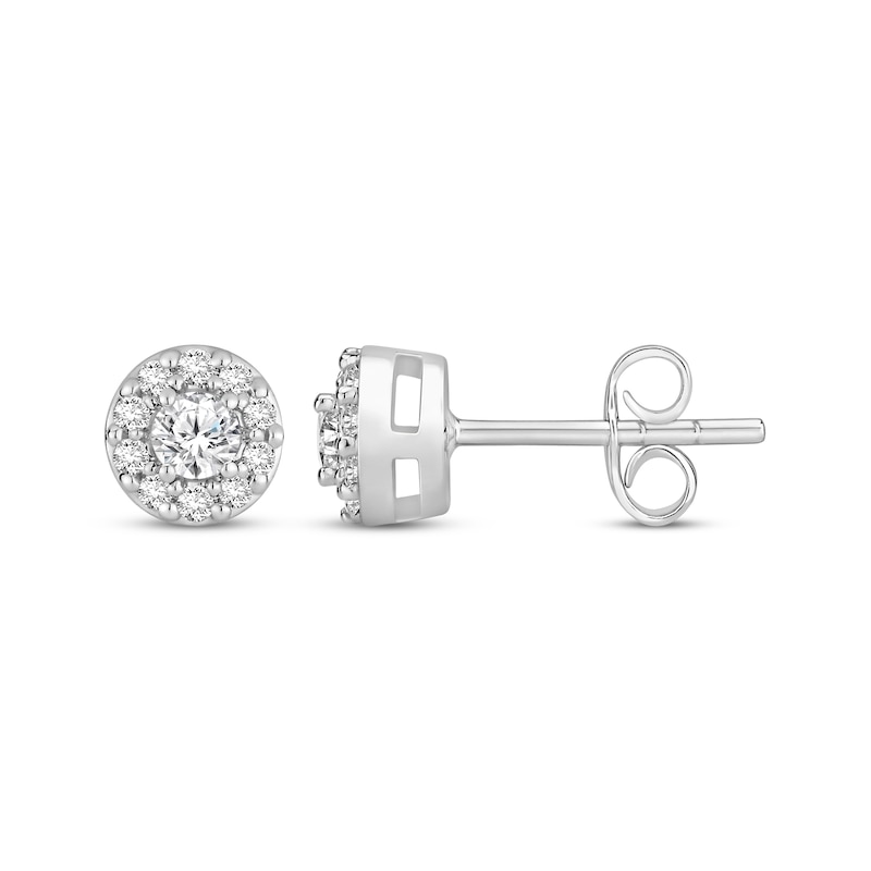 Main Image 1 of Diamond Halo Stud Earrings 1/4 ct tw 10K White Gold