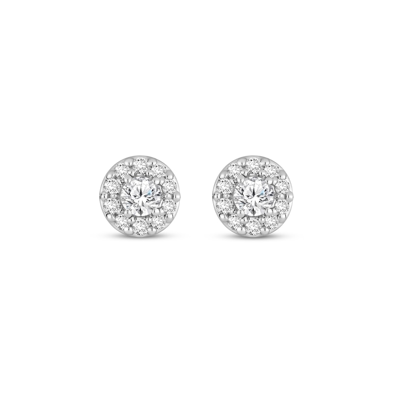 Main Image 2 of Diamond Halo Stud Earrings 1/4 ct tw 10K White Gold