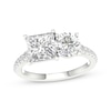 Thumbnail Image 0 of Toi et Moi Princess & Round-Cut Lab-Created Diamond Engagement ring 3-1/4 ct tw 14K White Gold