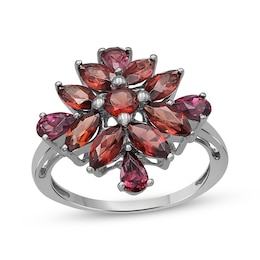 Marquise, Pear & Round-Cut Garnet Fashion Ring Sterling Silver