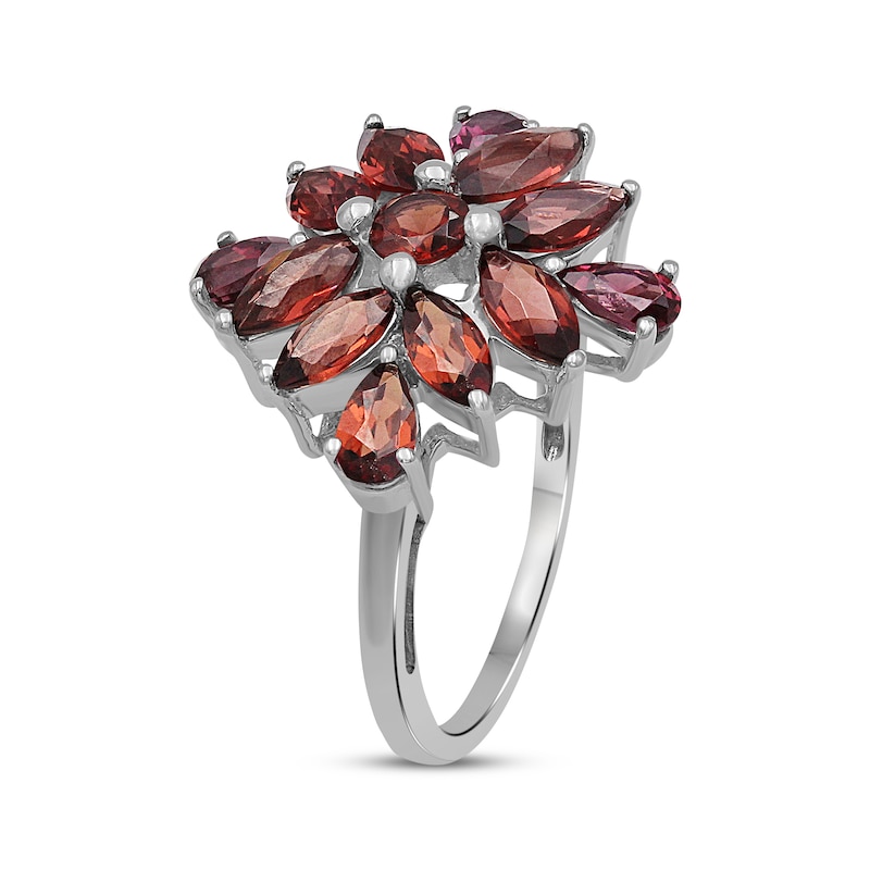 Marquise, Pear & Round-Cut Garnet Fashion Ring Sterling Silver