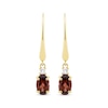 Thumbnail Image 2 of Oval-Cut Garnet & Diamond Dangle Earrings 1/20 ct tw 10K Yellow Gold