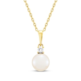 Cultured Pearl & Diamond Necklace 1/20 ct tw 10K Yellow Gold
