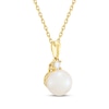 Thumbnail Image 2 of Cultured Pearl & Diamond Necklace 1/20 ct tw 10K Yellow Gold