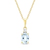 Thumbnail Image 1 of Oval-Cut Aquamarine & Diamond Necklace 1/20 ct tw 10K Yellow Gold