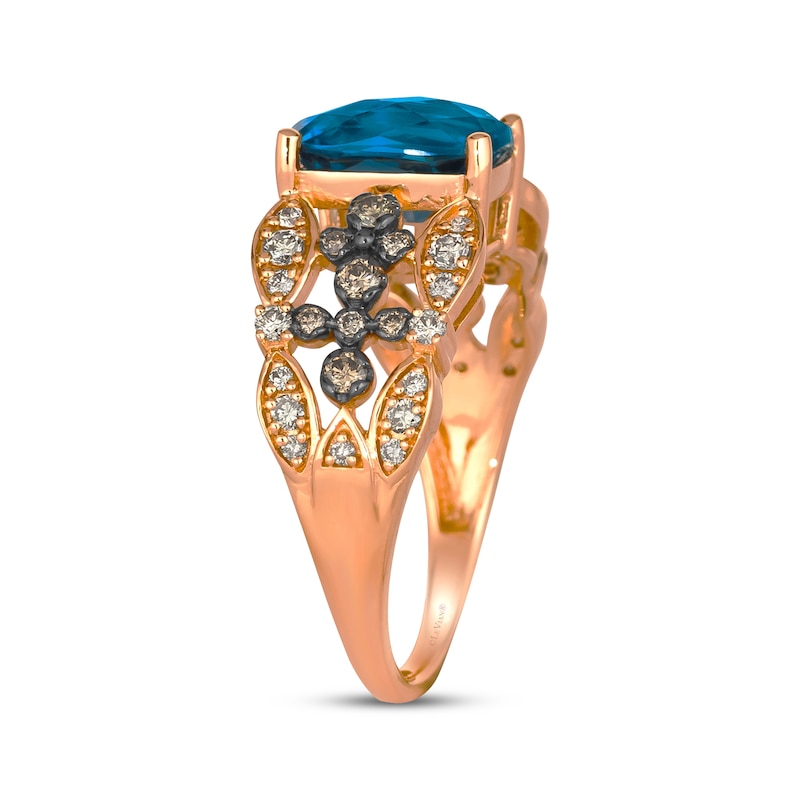 Main Image 2 of Le Vian Venetian Mosaic Cushion-Cut Blue Topaz Ring 1/2 ct tw Diamonds 14K Strawberry Gold