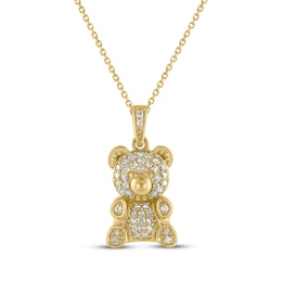 Teddy Bear Jewelry Collection Honoring St. Jude Diamond Necklace 1/5 ct tw 10K Yellow Gold 18&quot;