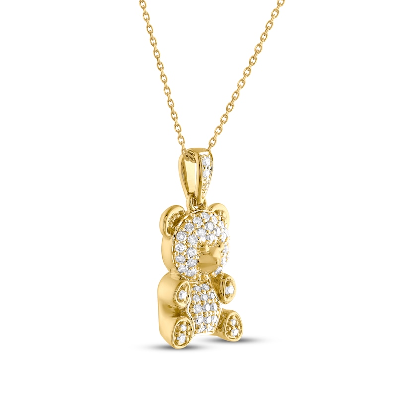 Main Image 2 of Teddy Bear Jewelry Collection Honoring St. Jude Diamond Necklace 1/5 ct tw 10K Yellow Gold 18&quot;