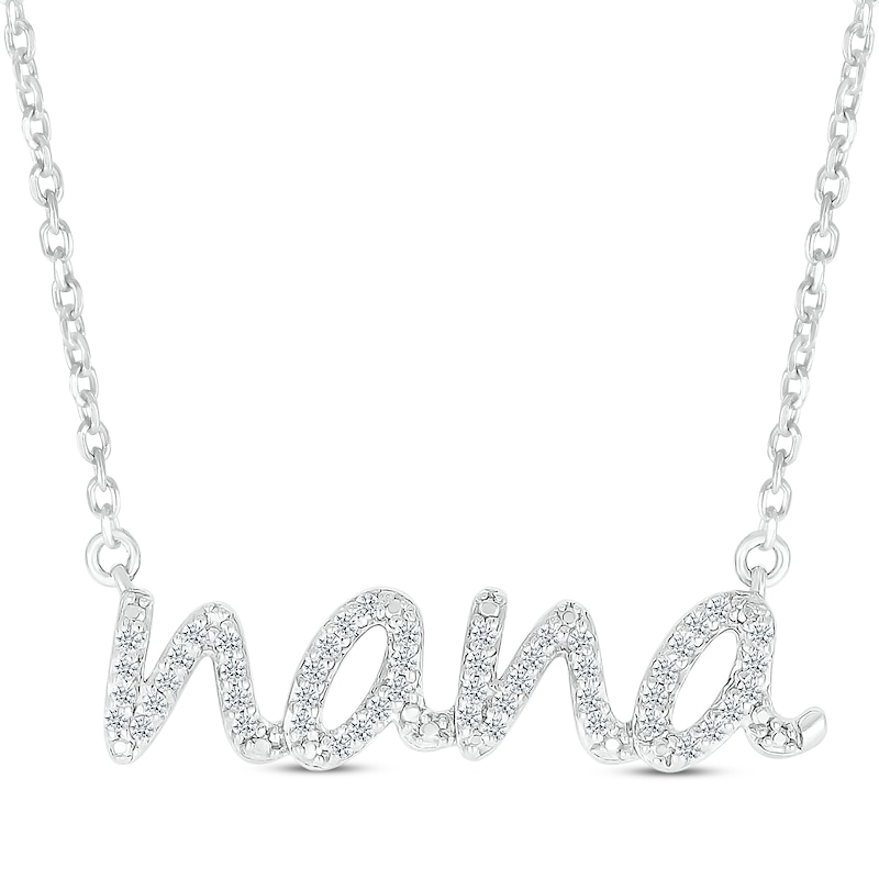 Main Image 1 of Diamond &quot;Nana&quot; Necklace 1/10 ct tw Sterling Silver 18&quot;