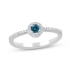 Thumbnail Image 1 of Blue & White Diamond Halo Promise Ring 1/5 ct tw Sterling Silver