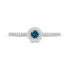 Thumbnail Image 3 of Blue & White Diamond Halo Promise Ring 1/5 ct tw Sterling Silver