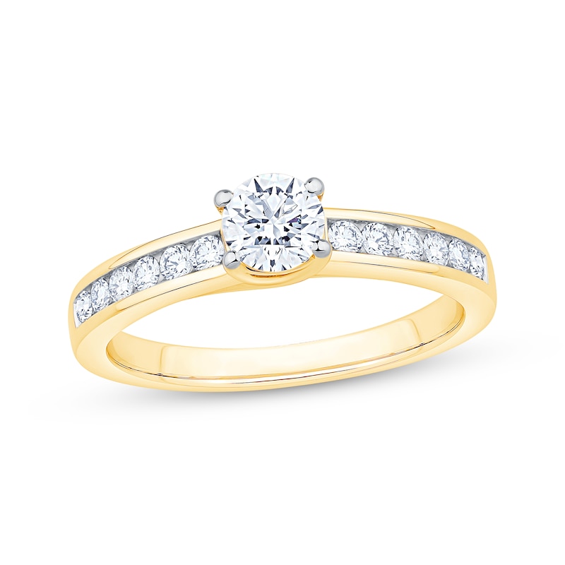 Round-Cut Diamond Engagement Ring 3/4 ct tw 14K Yellow Gold | Kay