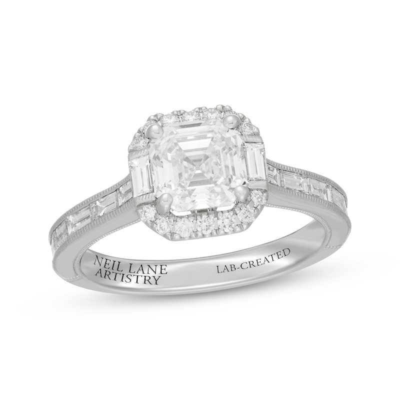 Main Image 1 of Neil Lane Artistry Heritage Square Emerald-Cut Lab-Grown Diamond Engagement Ring 2-1/2 ct tw Platinum