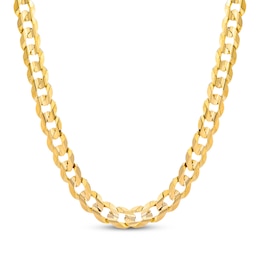 Solid Diamond-Cut Concave Curb Chain Necklace 11mm 14K Yellow Gold 24&quot;