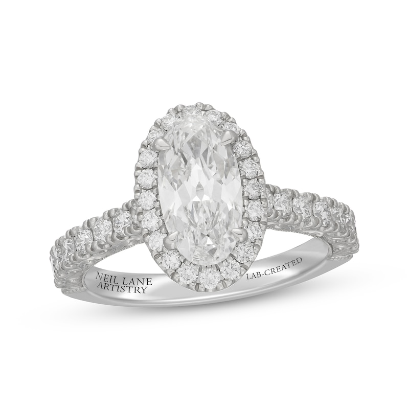 Neil Lane Artistry Heritage Oval-Cut Lab-Created Diamond Halo Engagement Ring 2-1/3 ct tw Platinum