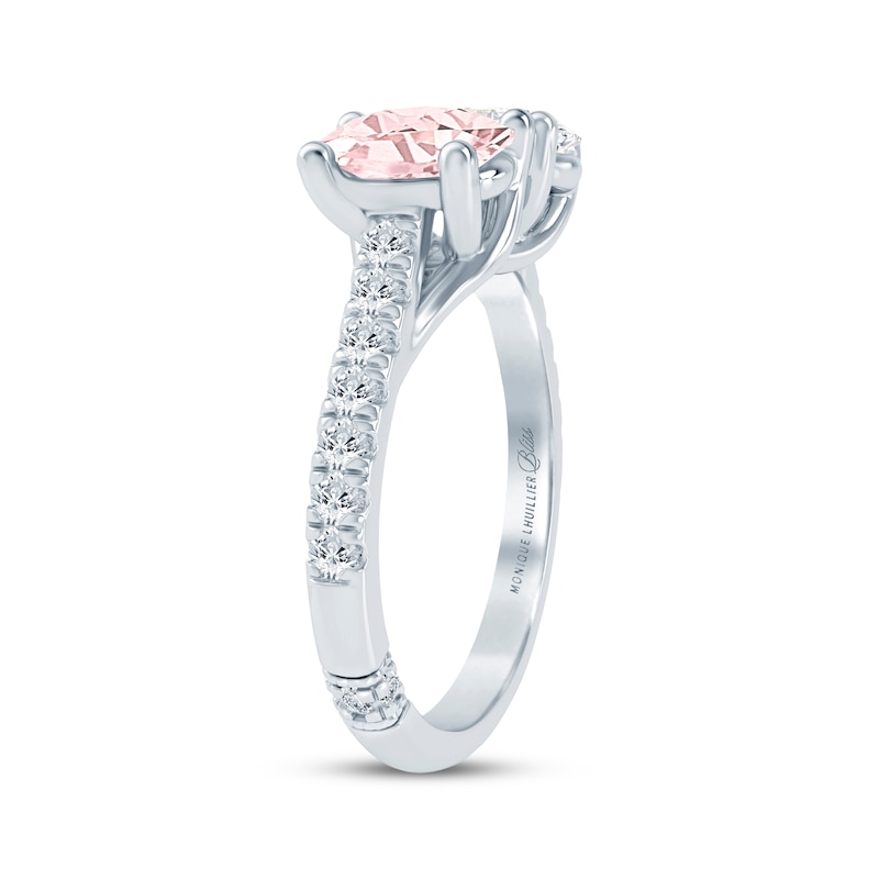 Monique Lhuillier Bliss Peach-Pink & White Lab-Grown Diamond Engagement Ring 1-5/8 ct tw 18K White Gold