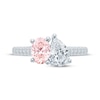 Thumbnail Image 3 of Monique Lhuillier Bliss Peach-Pink & White Lab-Grown Diamond Engagement Ring 1-5/8 ct tw 18K White Gold