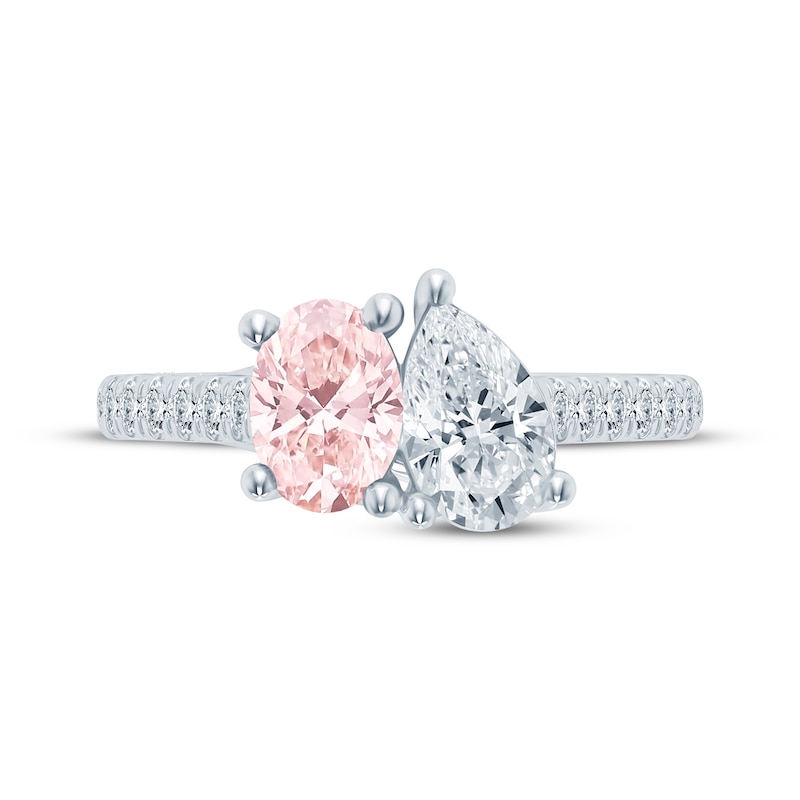 Monique Lhuillier Bliss Peach-Pink & White Lab-Grown Diamond Engagement Ring 1-5/8 ct tw 18K White Gold