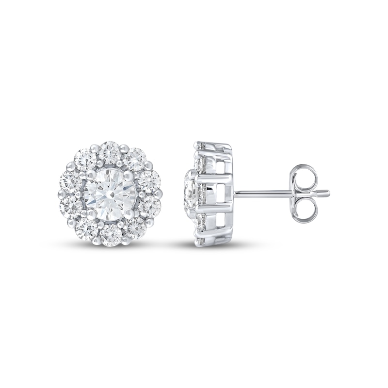 Main Image 1 of KAY Lab-Grown Diamonds Halo Stud Earrings 3 ct tw 10K White Gold