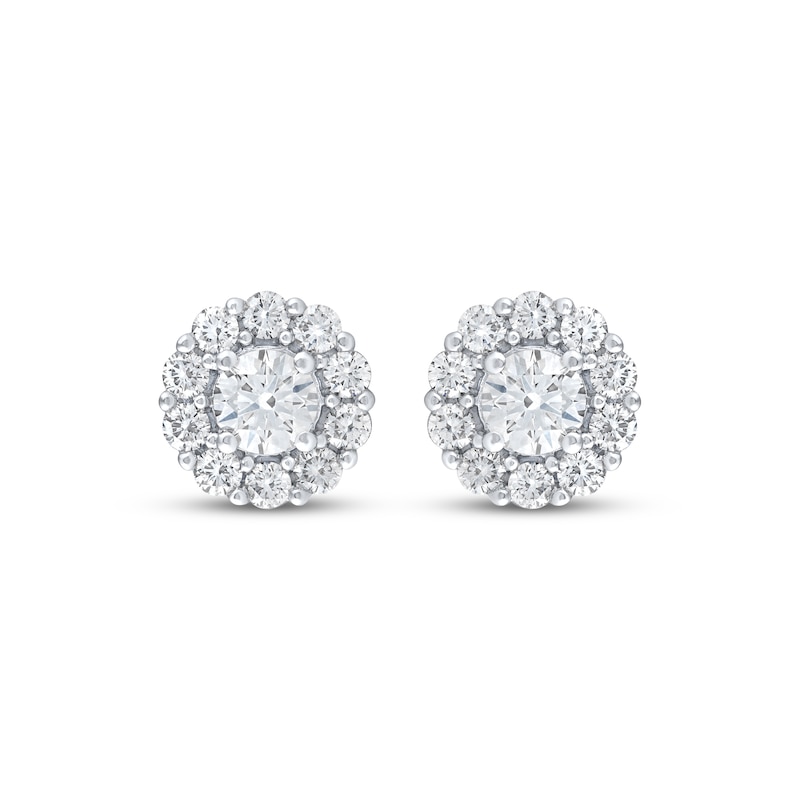 Main Image 2 of Lab-Grown Diamonds by KAY Halo Stud Earrings 3 ct tw 10K White Gold