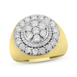 Men's Diamond Circle Ring 3/4 ct tw Round-cut 10K Yellow Gold