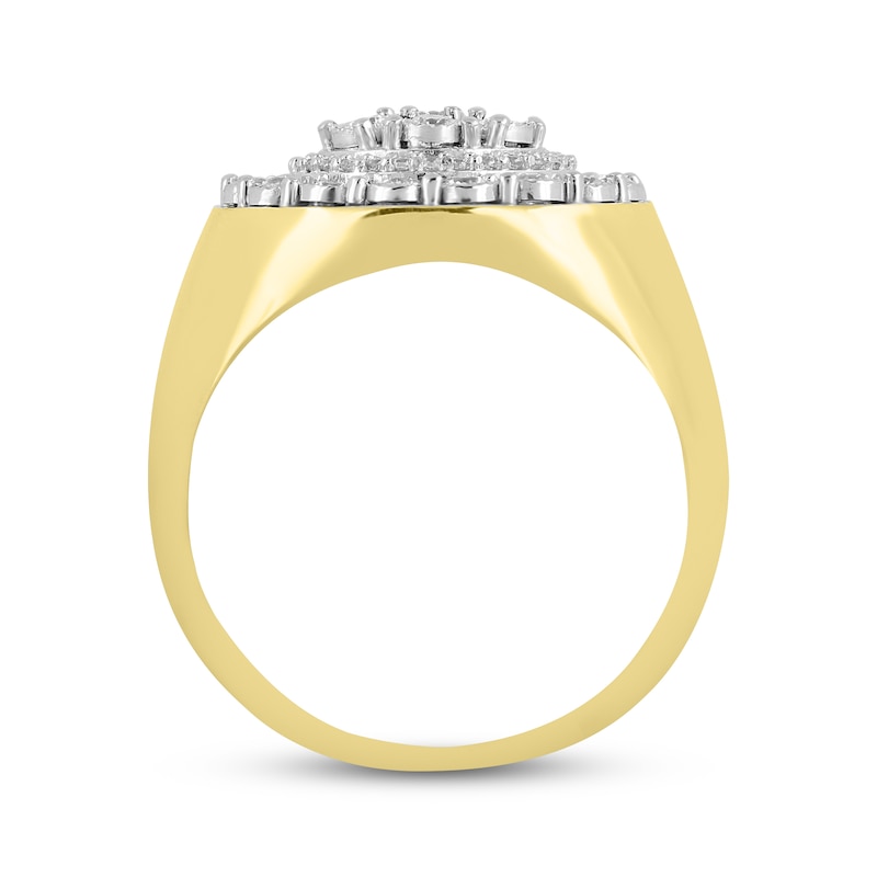 Men's Diamond Circle Ring 3/4 ct tw Round-cut 10K Yellow Gold