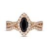 Thumbnail Image 3 of Neil Lane Marquise-Cut Black Diamond & White Diamond Halo Bridal Set 1-3/8 ct tw 14K Yellow Gold