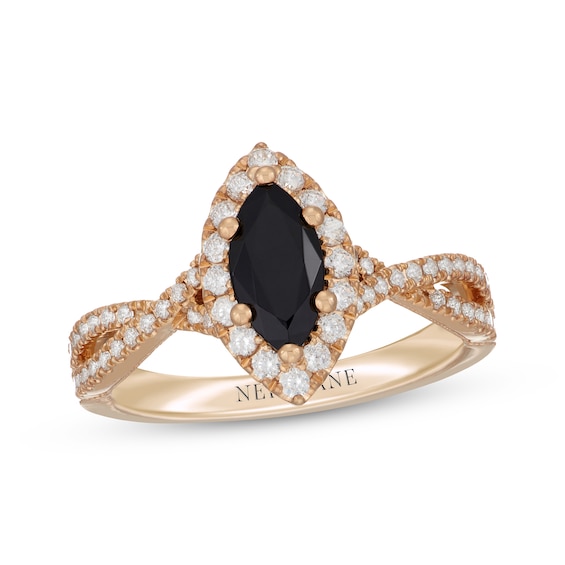 Neil Lane Marquise-Cut Black Diamond & White Diamond Engagement Ring 1-1/5 ct tw 14K Yellow Gold