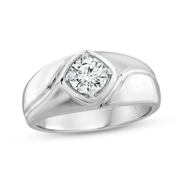 Men's Lab-Grown Diamonds Wedding Band 1 ct tw Round-cut 14K White Gold