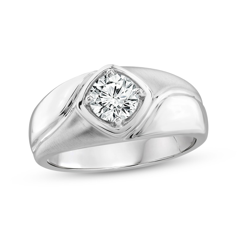 Main Image 1 of Men's Lab-Grown Diamonds Wedding Band 1 ct tw Round-cut 14K White Gold