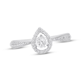 Diamond Pear Frame Promise Ring 1/8 ct tw Sterling Silver