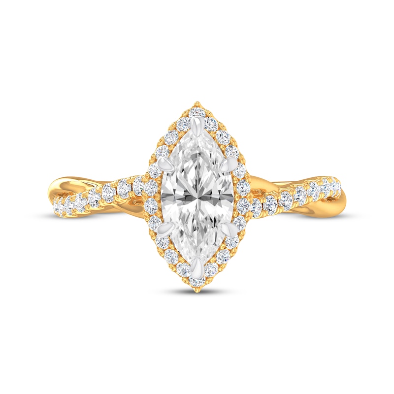 Lab-Created Diamonds by KAY Marquise-Cut Twist Shank Engagement Ring 1-1/4 ct tw 14K Yellow Gold