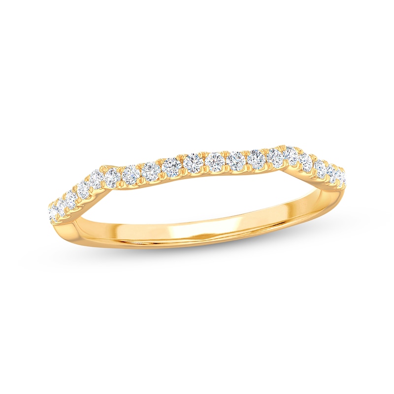 Main Image 8 of Lab-Grown diamonds by KAY Contoured Wedding Band 1/8 ct tw 14K Yellow Gold